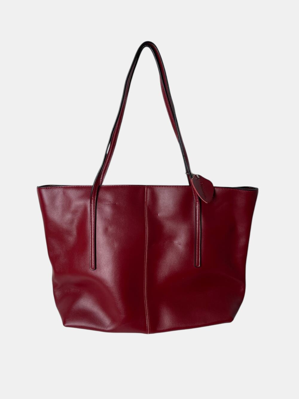 OBOSOYO Burgundy Faux Leather Tote Bag - Large Work / Travel Shoulder Purse